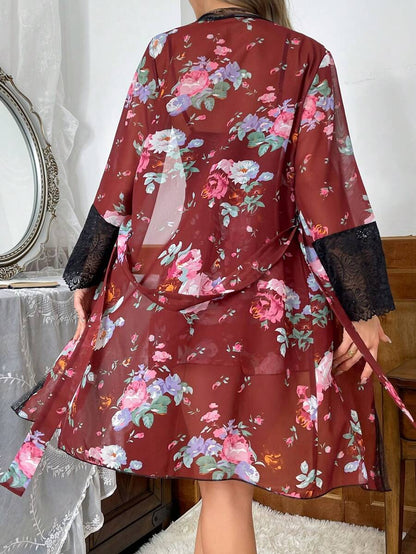 Babydoll Renda Floral + Robe