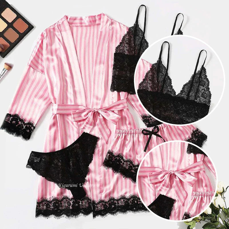 Conjunto Holiday Cetim 4 Peças Lingerie