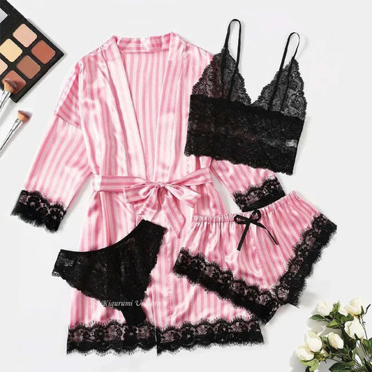 Conjunto Holiday Cetim 4 Peças Lingerie